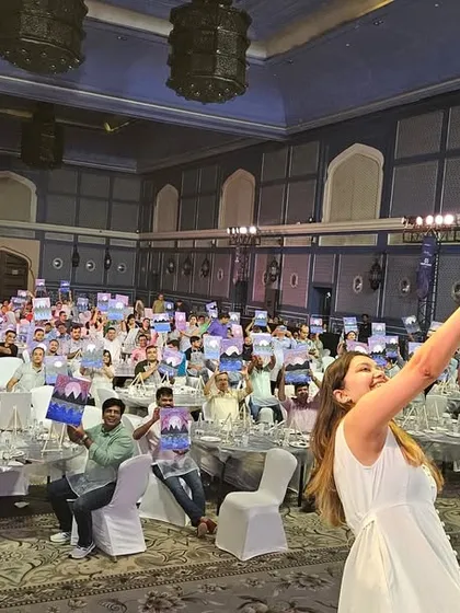 My view from the stage. Taking a selfie with 200 proud artists and their creations is a feeling I can't quite describe. The energy in the room during these large events is absolutely electric.