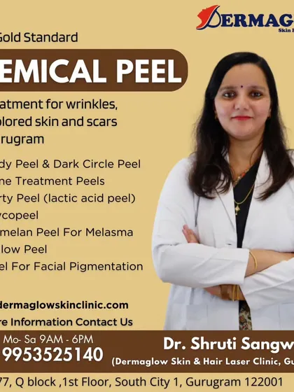 I offer a wide variety of chemical peels to target specific concerns. This graphic showcases some of our Gold Standard options, including peels for acne, facial pigmentation, melasma, dark circles, and even a gentle lactic acid 'Party Peel' for a quick glow.