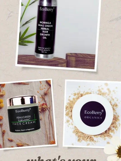 What's your pick? This image showcases our Moringa Small Onion Herbal Hair Growth Oil alongside our Fenugreek Turmeric Face Cream, two of our popular natural solutions.
