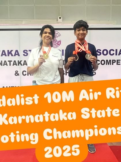 Medalists in the 10M Air Rifle event at the Karnataka State Shooting Championship 2025. We are proud of our shooters for their outstanding performance.