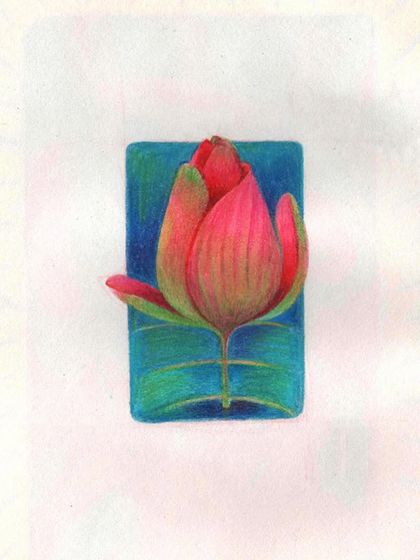 A detail of the lotus bud on the opposite page.