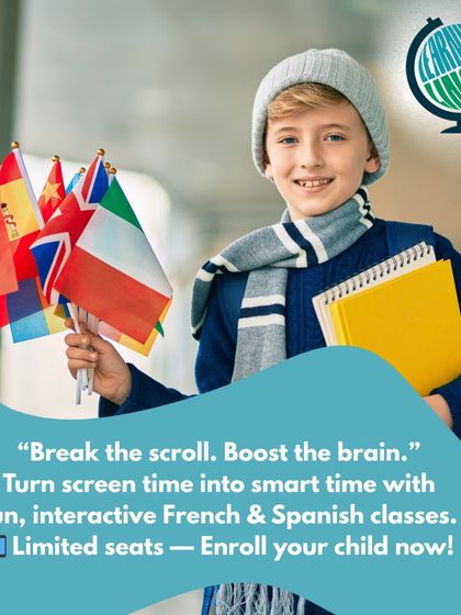Turn your child's screen time into smart time. My fun, interactive French and Spanish classes are a productive and brain-boosting alternative to endless scrolling.
