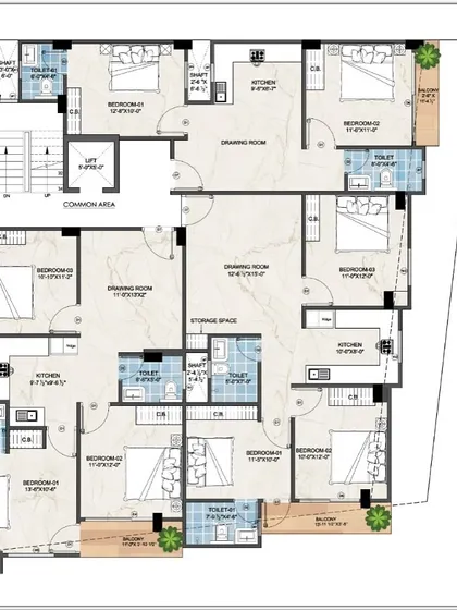 This floor plan for a G+6 apartment building on an irregular plot in Mehrauli shows our commitment to smart design. We excel at solving complex spatial challenges to ensure zero wastage and create highly livable, cost-effective layouts.