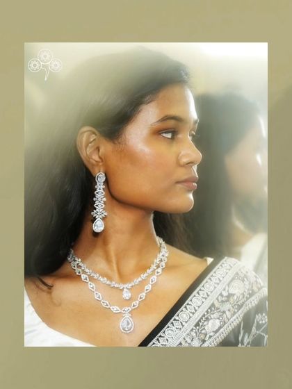A model looking ethereal in a layered American Diamond necklace for my Women's Day campaign.