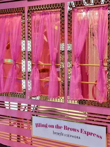 The "Bling on the Brows Express" setup for a Benefit Cosmetics and Sephora event. We love working with a fun theme and creating a food experience that matches the event's energy and branding.