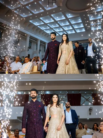 The grand entrance at a reception, complete with sparklers. I capture the energy and excitement of your celebration, making sure the photos feel as dynamic as the party itself.