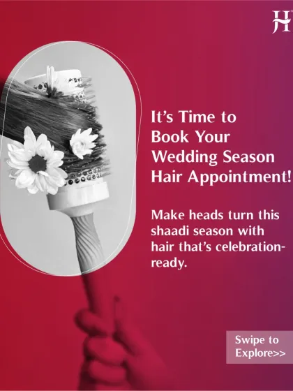 The wedding season is a big deal, and your hair needs to be ready. This is a reminder that it's time to book your appointment for all your shaadi functions. We create celebration-ready hair that will make heads turn.
