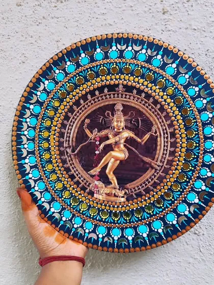 This is my dot mandala wall art featuring Nataraja, the cosmic dancer. The process of creating these detailed, concentric patterns is a meditation in itself, and I hope this piece brings a similar sense of peace and focus to your home.