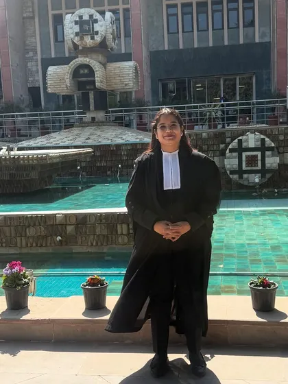 A moment outside the Delhi High Court. This is one of the key arenas where I fight for my clients' rights and freedom.