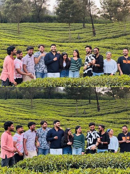 Posing for photos in the perfectly manicured tea gardens of Ooty. The rolling green hills are a sight to behold.