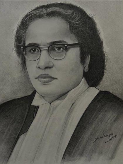A portrait of Justice B. V. Nagarathna, sketched to honor her achievements in the judicial field.