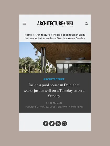 A screenshot of the online feature in Architecture+Design. Seeing my work shared on such a respected platform is always a rewarding experience.