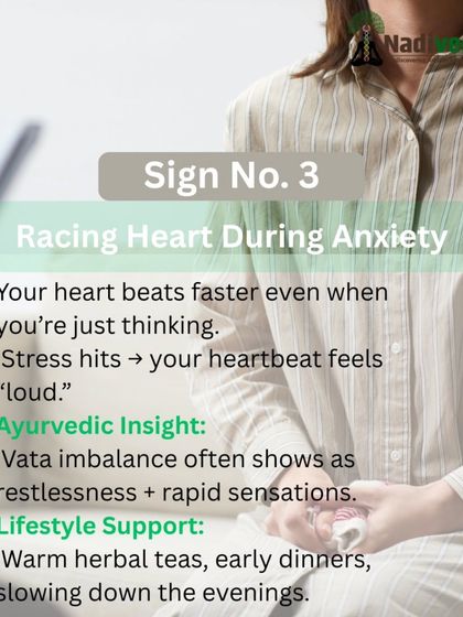 A racing heart during anxiety is a sign of Vata imbalance. This restlessness can disrupt your entire system. My approach includes calming therapies and lifestyle changes to soothe the nervous system and restore balance.