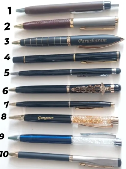 A selection of the different styles of pens I offer, which can all be personalized with a name.