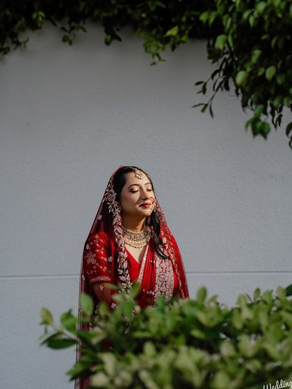 A beautiful, artistic shot of the bride, her expression serene in the natural light.