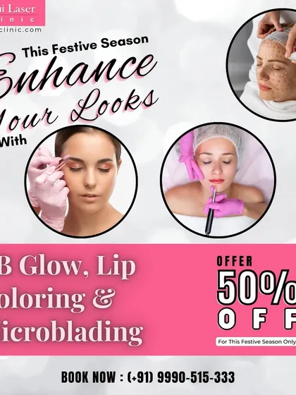During the festive season, we offer significant discounts on our semi-permanent makeup services. This includes BB Glow, Lip Coloring, and Microblading, all performed by our certified cosmetologists for a safe and beautiful result.