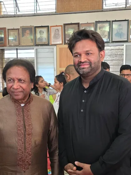 With the great maestro, Ustad Shahid Parvez Khan. Learning from and working with such masters is a blessing.