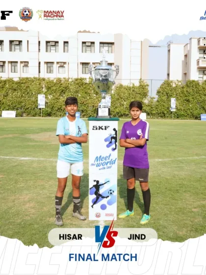 The captains of the final teams stand with the trophy. This iconic shot symbolizes the ultimate prize they are competing for, a chance to play at the Gothia Cup.