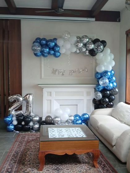 The full view of the 21st birthday home decor, showing how we can transform a living room for a special milestone.