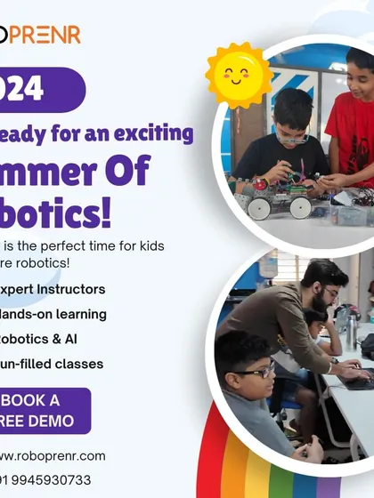 An ad for our "Summer of Robotics," showcasing our fun-filled classes with expert instructors and hands-on learning.