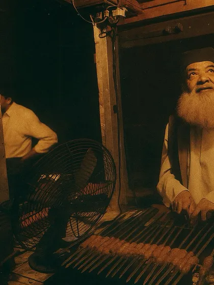 This is my father, Mohammed Yaseen, the original 'Bademiya'. This picture captures him at his stall, where it all began. His vision and his values are the foundation on which we stand today, and his warmth still feeds us all.