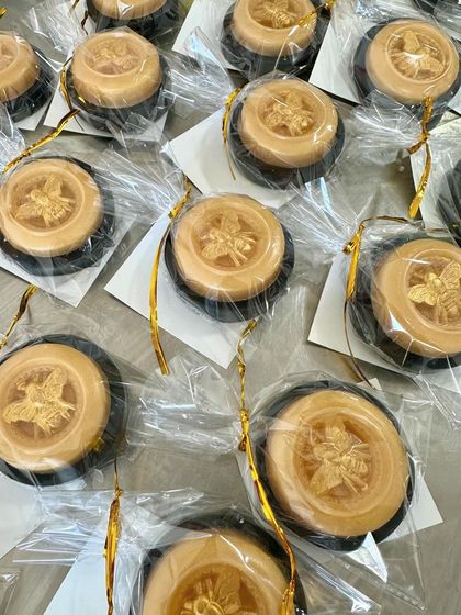 A batch of the moth gothic soaps, ready to be packed for a client's themed event.