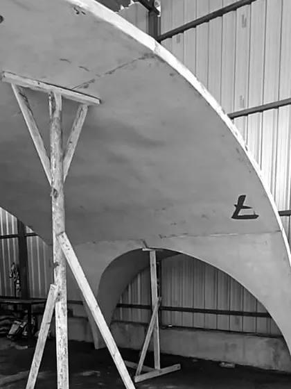 A look inside the workshop where the GRC (Glassfibre Reinforced Concrete) molds for the vaults were fabricated. This is where the architectural vision begins to take physical form.