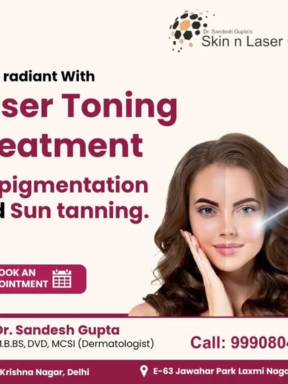 This graphic shows the power of laser toning for treating pigmentation and sun tanning. This treatment helps restore your natural skin tone and gives you a radiant look.