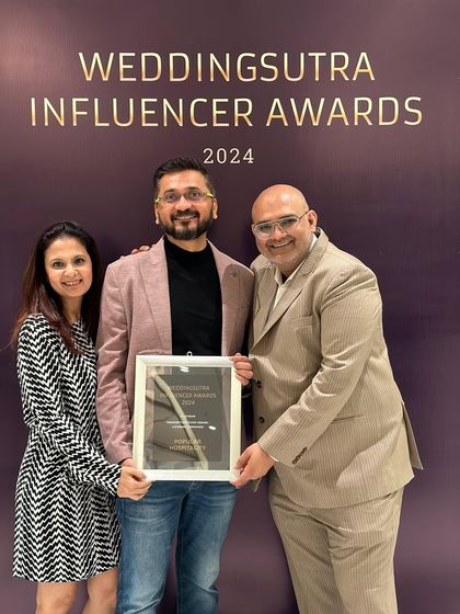 The team with our 2024 WeddingSutra award. We are thankful to our patrons and our incredible team for another wonderful year.