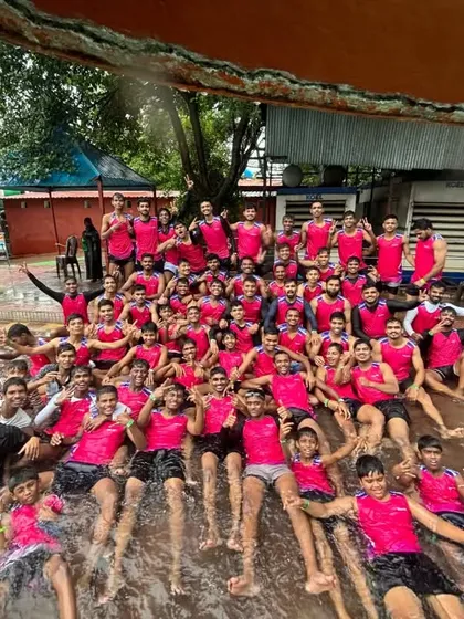 Fun and games in the water park, a well-deserved break for our hardworking players.