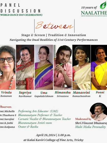 I was honored to be part of this distinguished panel for a World Dance Day celebration in Trichy. We navigated the dual realities of 21st-century performances, discussing the space between stage and screen, tradition and innovation.