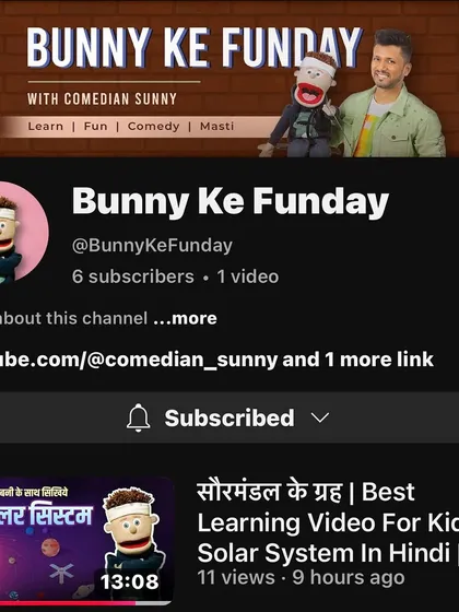 Announcing my new YouTube channel, "Bunny Ke Funday," which is dedicated to creating fun and educational content for kids.