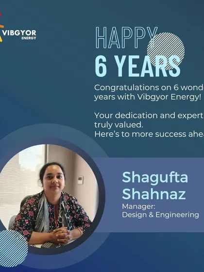We celebrate the dedication of our team members, like Shagufta Shahnaz, Manager of Design & Engineering. The expertise and commitment of our core team are the foundation of our success.