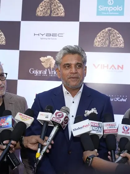 Speaking with the media at the Gujarat Vriddhi event alongside other leaders from CREDAI and GIFT City. Sharing our vision for Gujarat's growth with a wider audience is an important part of driving change.