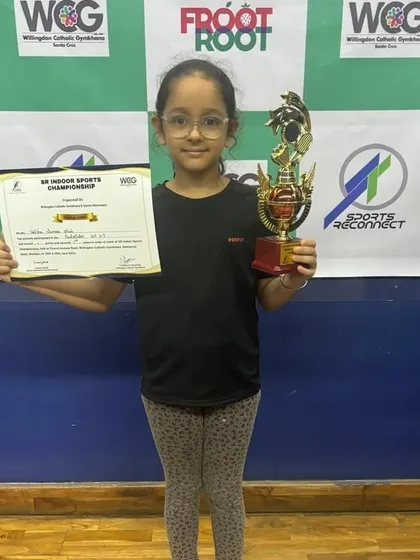 Svetlana with her silver medal from the U-9 Girls Singles at the SR Indoor Sports Championship. We are proud of our youngest competitors.