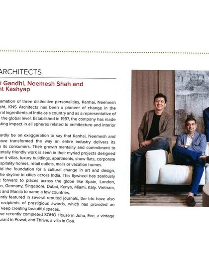 We are honored to be recognized in the 'Hot 100' list by Architects & Interiors India. This feature acknowledges our firm as an amalgamation of three distinctive personalities who have made an everlasting impact on architecture and design.