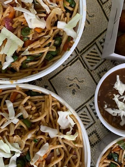 A party order of Hakka Noodles and Veg Manchurian.