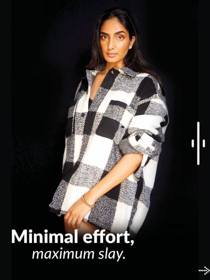 Effortless cool. This black and white plaid shacket is the perfect example of a versatile statement piece. You can throw it over a simple dress or pair it with shorts for an instantly stylish, casual-chic look.