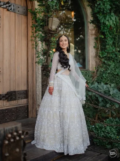 A bridal portrait of the radiant Preyasha at Gallops, Mumbai. I love using natural light and lush surroundings to create timeless, elegant portraits that feel as beautiful and serene as the bride herself.