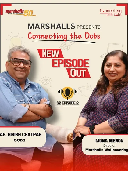 Here is the promotional image for Episode 2 of Season 2, where I, Mona Menon, sit down with Architect Girish Chatpar of OCDS. We dive into his design vision and what it takes to create transformative spaces.