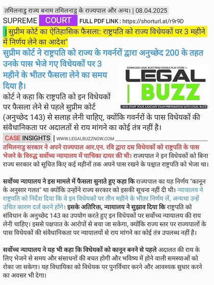 A full view of the Supreme Court's historic order regarding the timeline for presidential assent to bills sent by Governors.