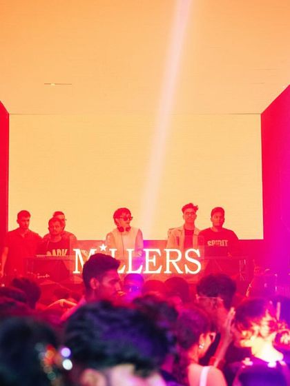 The view from the dance floor at Millers, with the club's branding and my visuals on the screen. A truly professional and high-end clubbing experience.