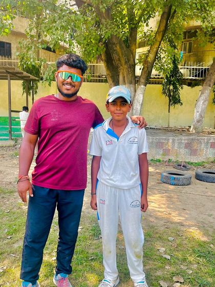 Here I am with Chirag Upadhyay after his unbeaten century. He is a very talented and hardworking player.
