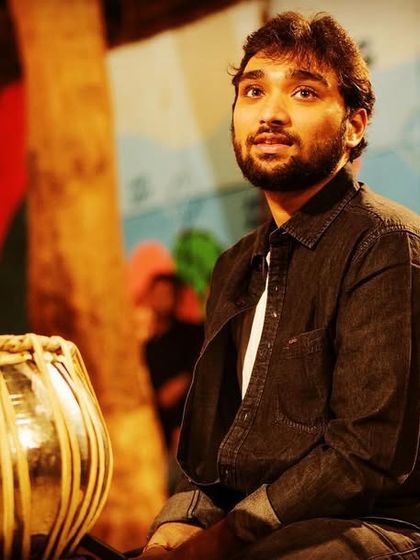 My talented tabla player, lost in the music during our performance at 'Festival at the Steps'.