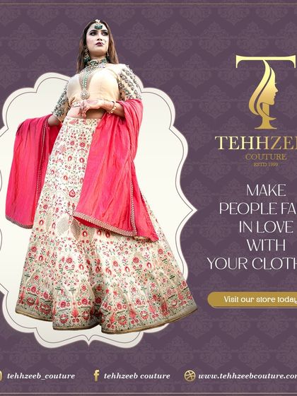 Make a statement with this stunning floral lehenga. The off-white base is covered in intricate pink and red floral embroidery, paired with a beautiful dupatta. This is a perfect outfit for a bride looking for something unique and memorable for her wedding functions.