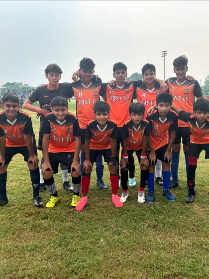 One of our U13 teams posing for a photo at the Junior 7 League in Gurgaon.