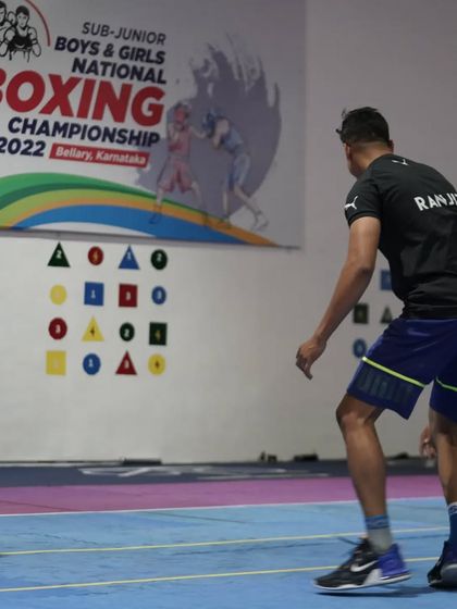 Facing off against a player in a fun drill. It's important to be part of the action.