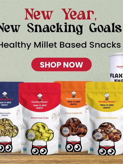 New Year, new snacking goals. Start 2025 right with our range of healthy millet based snacks, from palak chips to choco cream fills.