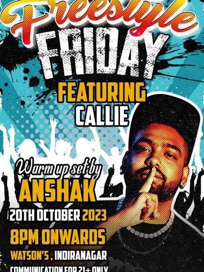 Flyer for a Freestyle Friday at Watson's, with me headlining the night with some hip-hop, afro, and dance music.