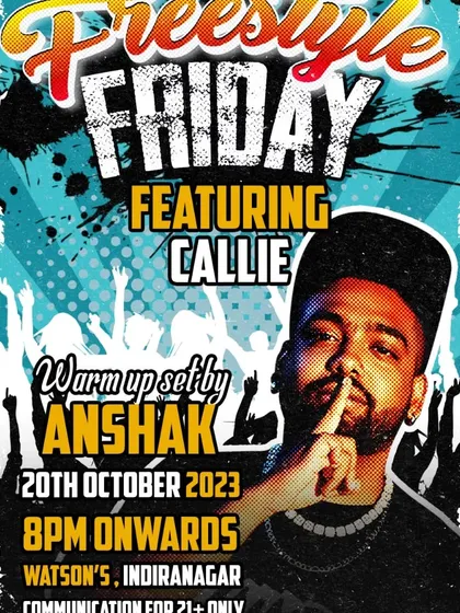Flyer for a Freestyle Friday at Watson's, with me headlining the night with some hip-hop, afro, and dance music.